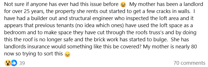 landlord insurance tenant structural damage UK